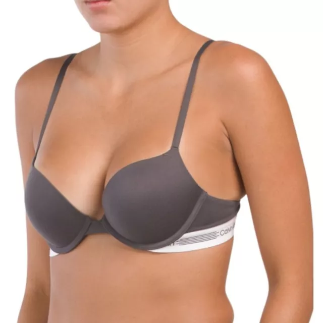 CALVIN KLEIN Grey Grace Push Up Plunge Bra - 34B