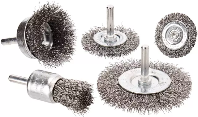40pc Wire Wheel Brush Cup Assortment Crimped Steel 1/4" Shank Drills Rust Scale