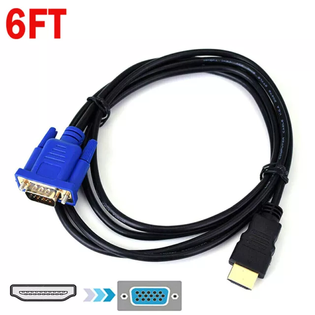 HDMI Male to VGA Male Video Converter Adapter Cable for PC DVD 1080p HDTV .QU