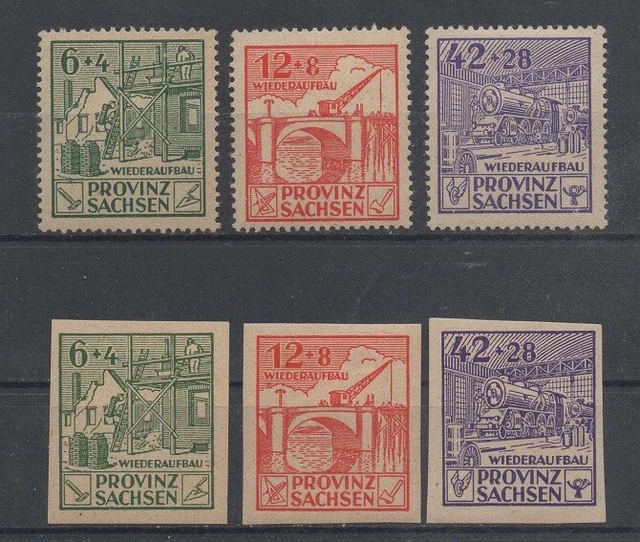 SBZ  Provinz Sachsen 87 - 89 A + B (Wiederaufbau) Falz