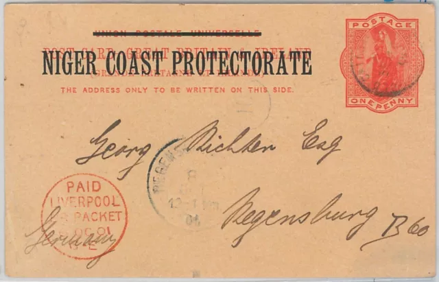 51951 - NIGER COAST  -  POSTAL HISTORY - POSTAL STATIONERY CARD to GERMANY 1901