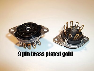 Tube Socket 9 pin, bake, contact: brass plated gold, mfg: Elco 1960, NOS, 2X