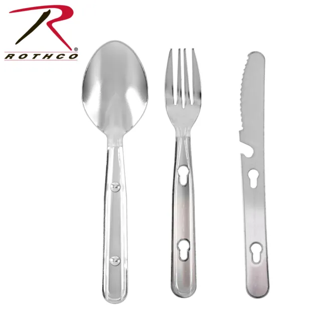 3 Piece Stainless Steel Chow Kit Set Knife Fork Spoon Camping Survival Hiking