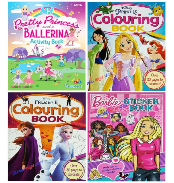 DISNEY Girls Colouring Books Childrens Book Princess  Frozen Barbie Balerina