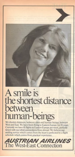 Aua Austrian Airlines 1978 Advertising 1 Page Original Hostess Smile