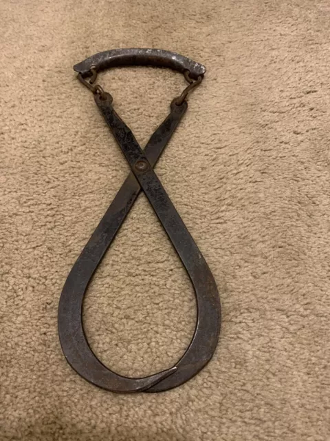 Antique Metal Ice Block Tongs Rustic Farmhouse Primitive Heavy Duty 14.5"