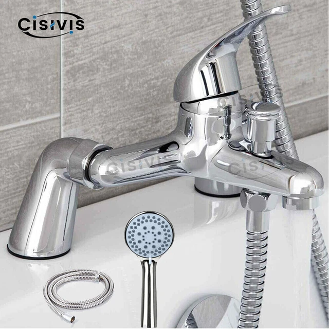 Luxury Bathroom Chrome Sink Bath Filler Tap Shower Mixer Taps with Hand Held Set