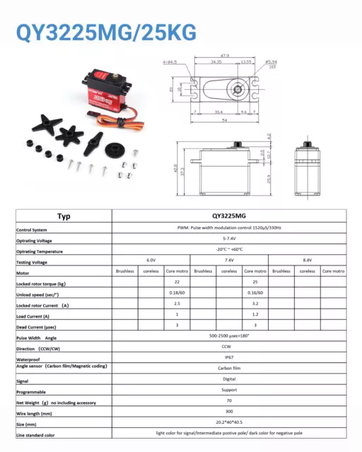 25KG Digital Servo Lenkgetriebe für RC Auto Car Boat Robot Hubschrauber Drone 2