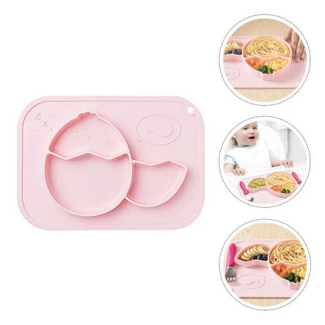 Plato de cena reutilizable con agarre de silicona plato de succión para niños pequeños platos de almuerzo