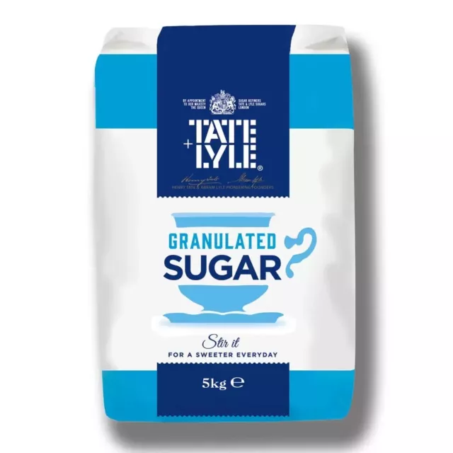 Tate and Lyle Granulated Pure Cane Tea Coffee White Sugar Large Bag Pack of 5Kg