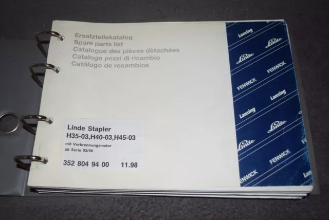 Ersatzteilliste Ersatzteilekatalog Linde Stapler H35-03/H40-03/H45-03 ab 03.98