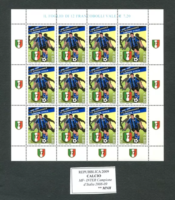 Repubblica  Italiana 2009 - Minifoglio Calcio -Inter Campione D'italia 2008/2009