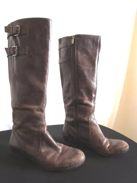 Enzo Angiolini Brown Leather Knee High Riding Boots Women Size 6 M