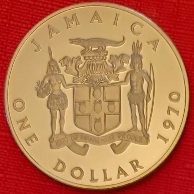 1970 JAMAICA ONE DOLLAR BU, GEM PROOF DEEP CAMEO, Beautiful LARGE Coin!