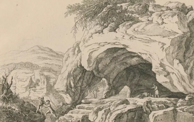 ARNSTEIN - Höhle - Adrian Ludwig Richter - Radierung 1822
