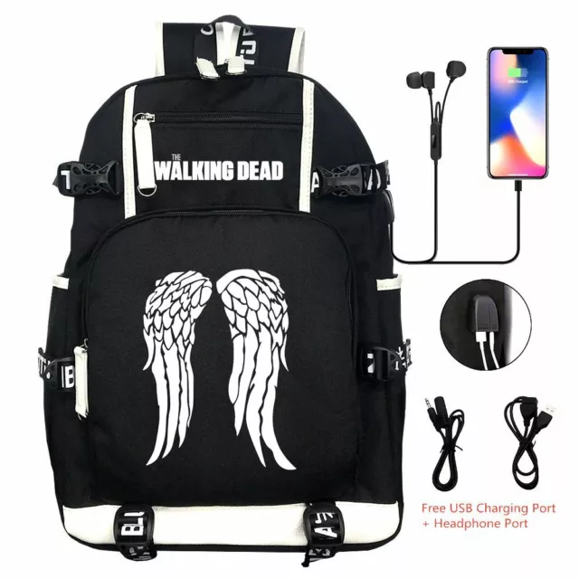 The Walking Dead USB Backpack School Laptop Bags For Men Shoulder Travel Bags