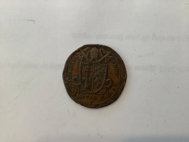 Vatican, Papal States, Mezzo, 1/2 Baiocco, 1816, Pope Pius VII Vatican, Papal States, Mezzo, 1/2 Baiocco, 1816, Pope Pius VII