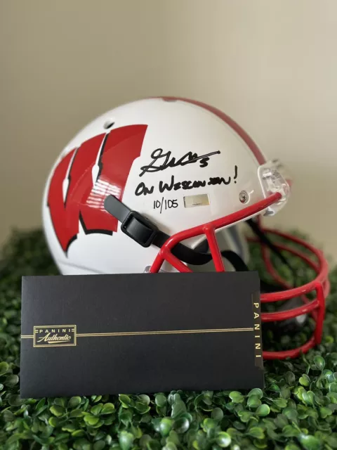 GRAHAM MERTZ Autographed "On Wisconsin" Badgers Full Size Helmet PANINI LE 105