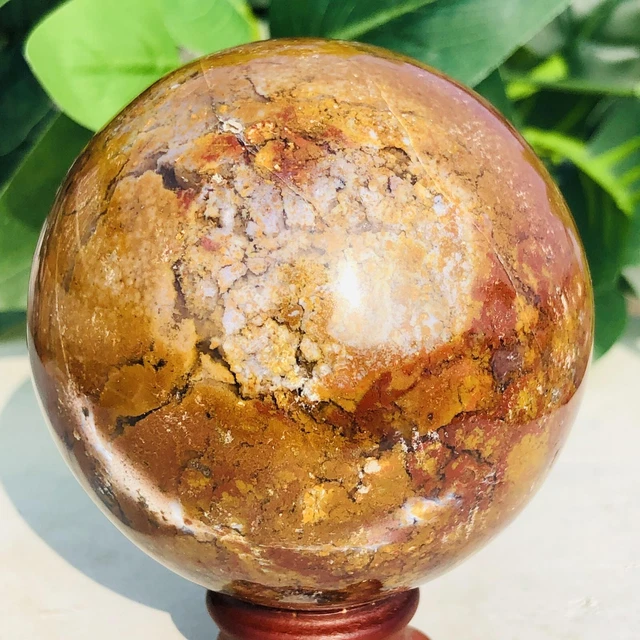 448g Natural Ocean Jasper Ball Quartz Crystal Geode Mineral Specimen Healing
