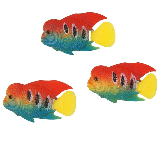 Multicolor Plastic Floating Fish Aquarium Oranment 3Pcs