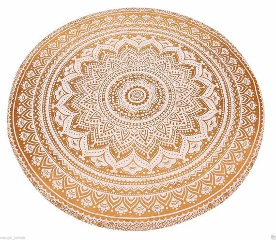 45" Ombre Tapestry Mandala Cotton Yoga Mat Indian Round Tablecloth Beach Mat