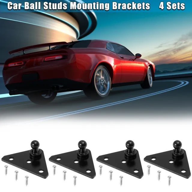 4 Set 10mm Car Ball Studs Mounting Brackets for Gas Struts Shocks w Screws Black