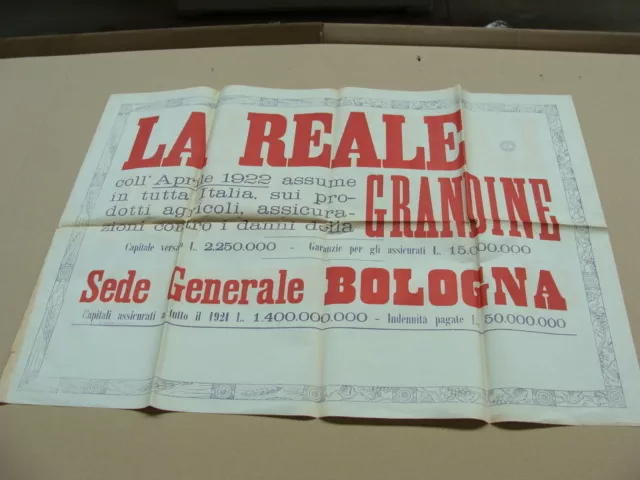 Manifesto La Reale Assicurazione Per La Grandine 1922 Epoca Italia