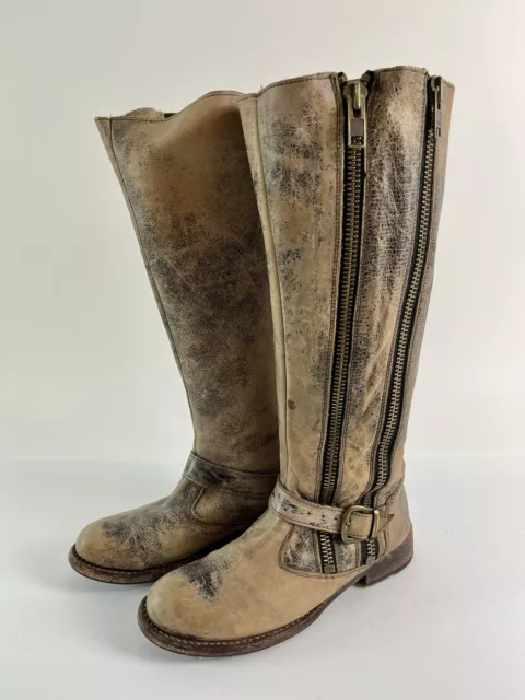 Bed Stu Tango Distressed Double Zip Buckle Leather Boot Women’s Size 9 Cobbler