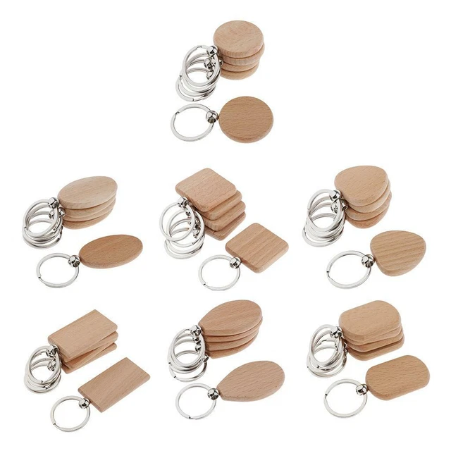5 Stück Naturholz Tags Blanko Gravur für DIY Schlüsselbund Gravur Handwerk