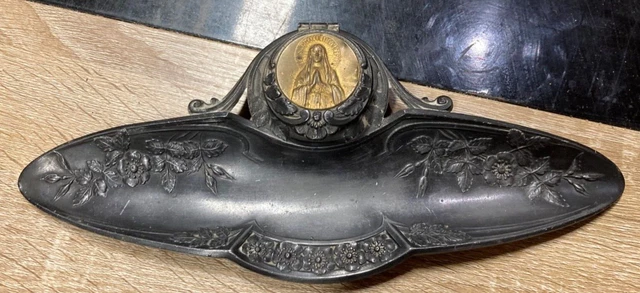 Antik Tintenfass Heilige Marie Madeleine Dekoration Blumenmuster Religion #