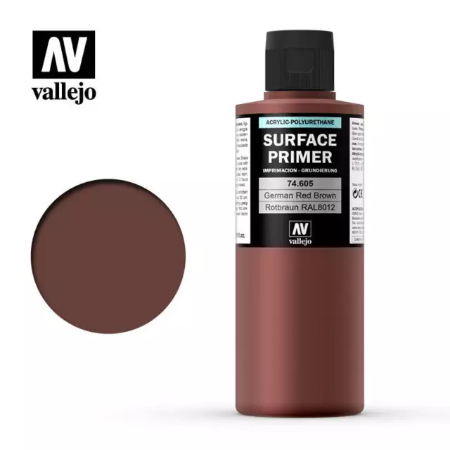 Aérographe Vallejo - Modèle Air - Apprêt Surface Allemand Rouge Marron 200Ml - 74.605