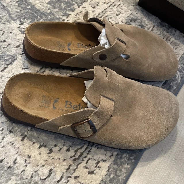 NEW BETULA BY Birkenstock Clog Shoes Light Brown Suede Clogs 260