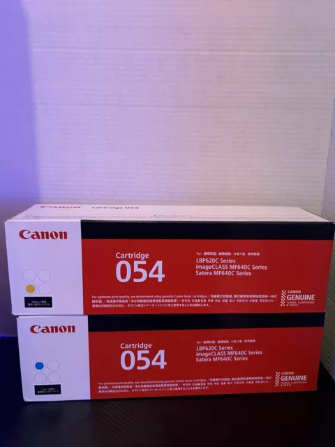 Canon 054 Toner Cartridges Authentic OEM (1 Yellow & 1 Cyan) NEW SEALED!