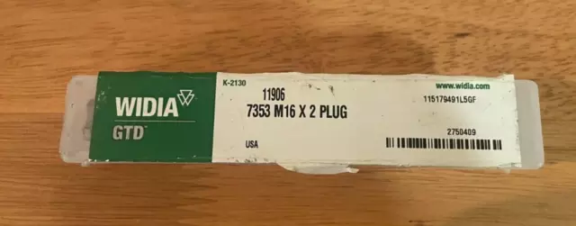 Widia GTD 11906 Straight Flute Hand Tap M16x2 Plug 4 Flutes NEW