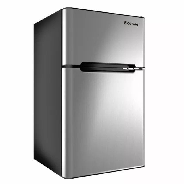 STAINLESS STEEL REFRIGERATOR Small Freezer Cooler Fridge Compact 3.2 cu