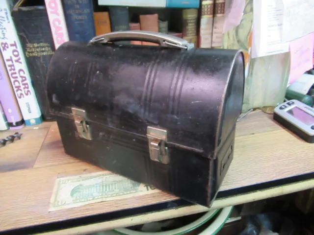 BLACK DOME METAL LUNCH BOX PAIL COAL MINERS STEEL ALADDIN 1900S VINTAGE thermos