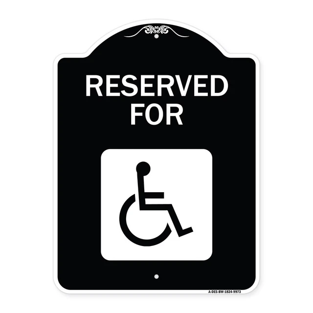 Designer Series - Graphic Handicapped Reserved Black & White Heavy-Gauge