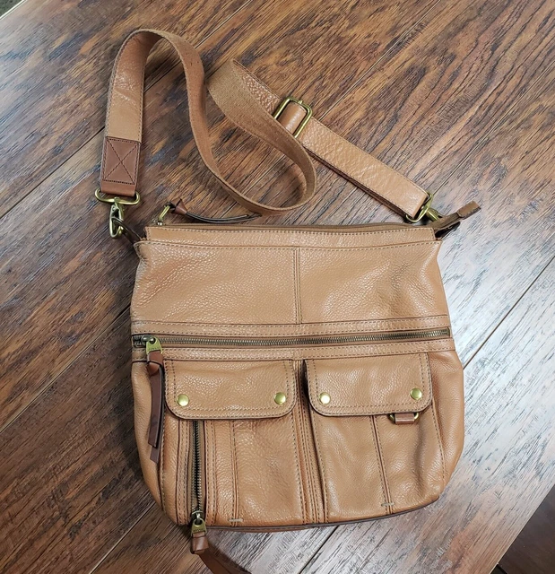 FOSSIL MORGAN TRAVELER Dark Brown Leather Messenger Shoulder Cross