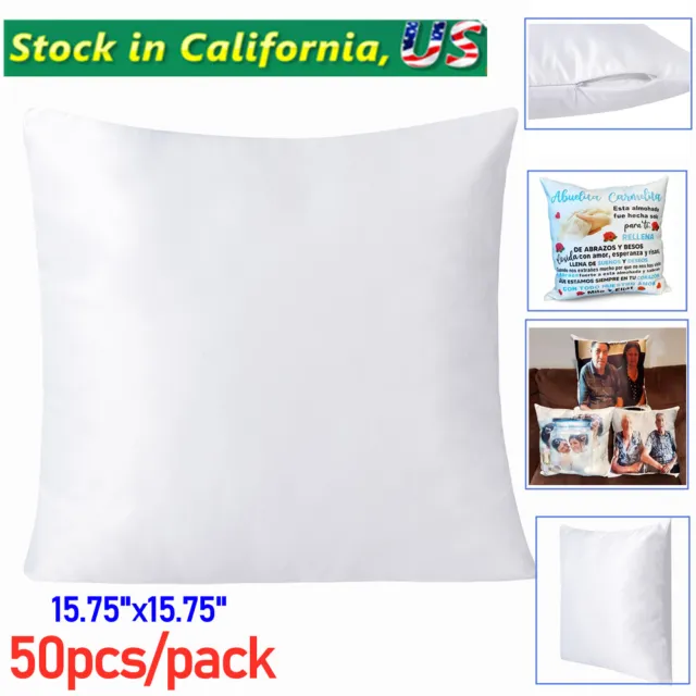 50pcs Plain White Pillow Case Fashion Cushion Cover Blank Sublimation 40x40cm