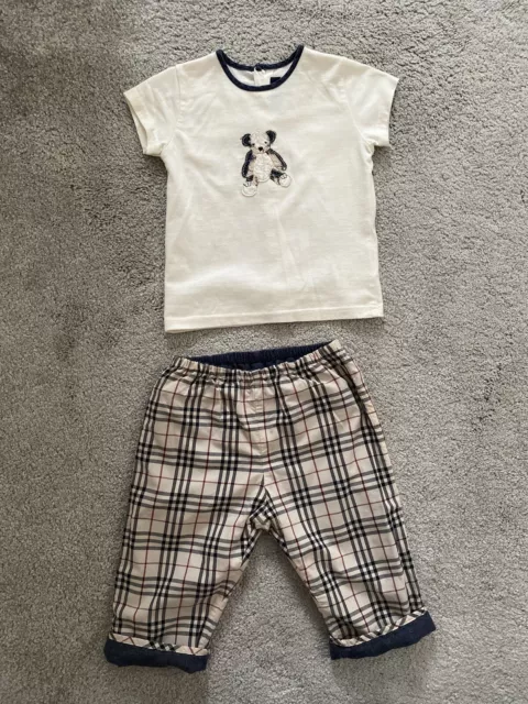 Baby burberry outfit set Boy Girl Unisex 12 months 2 piece T-shirt & Trousers