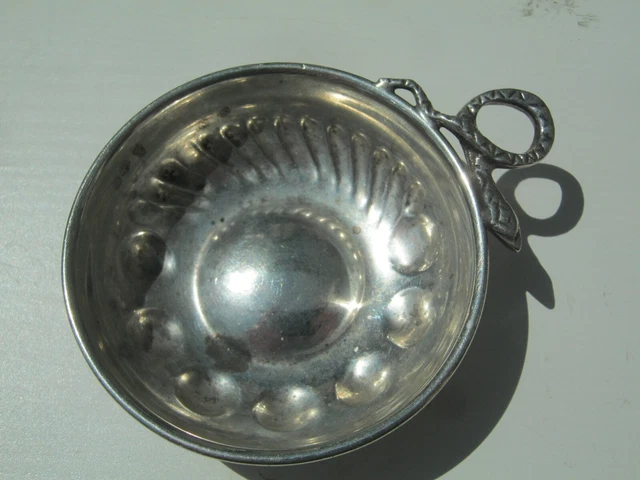 Manico serpente nave da bere stile quaich argento continentale vintage/antico