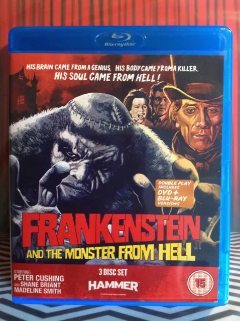 FRANKENSTEIN AND THE MONSTER FROM HELL (Blu-ray & DVD) 3-Disc. Hammer HORROR