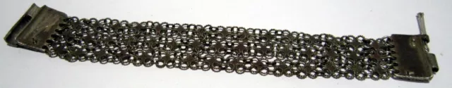 ANTIQUE 1800 s. SILVER KNITTED THREE ROWS LADY BRACELET  #  18B 2
