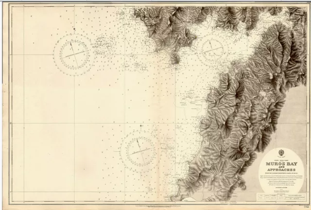 ANTIQUE ADMIRALTY  CHART. No.1756. MUROS BAY and APPROACHES, SPAIN. 1915 Edn.