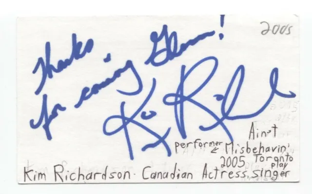 Kim Richardson Signed 3x5 Index Card Autographed Signature Actress Singer