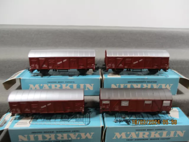 Märklin Spur H0 4637 / 4627 Gedeckter Güterwagen Set 4-teilig DB in OVP S147