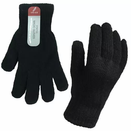 3 Pairs UNISEX black magic warm stretch winter gloves ONE SIZE Free P&P UK Stock