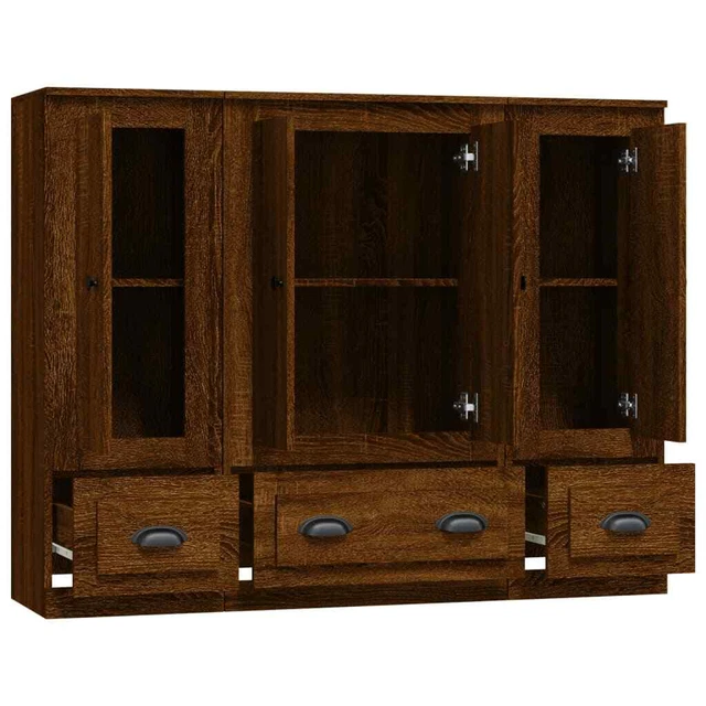 AX Credenza 3 Mobiletti 132x35.5x103.5cm Rovere Marrone Minimalista Casa 3185302
