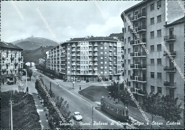 cg315 cartolina torino citta'  nuovi palazzi di corso belgio e corso cadore tram