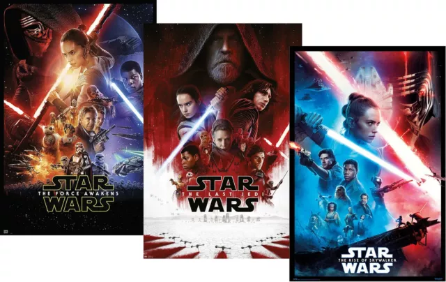 Star Wars Poster 3er-Set Episode VII, VIII, IX 68,5 x 101,6 cm Plakat Wanddeko